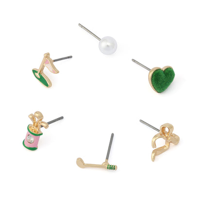 Betsey Johnson Mismatch Golf Stud Earring Set