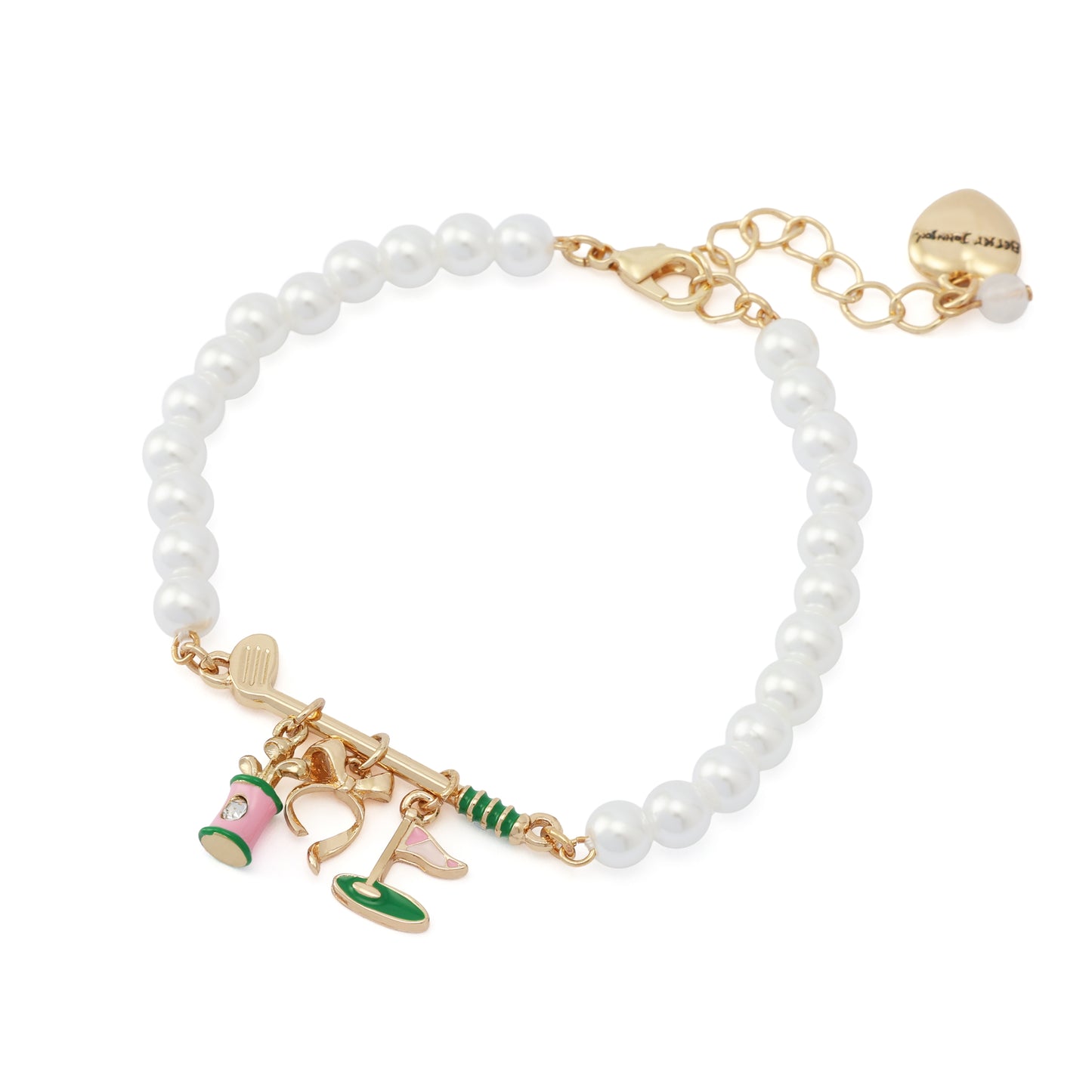 Betsey Johnson Golf Charm Pearl Strand Bracelet