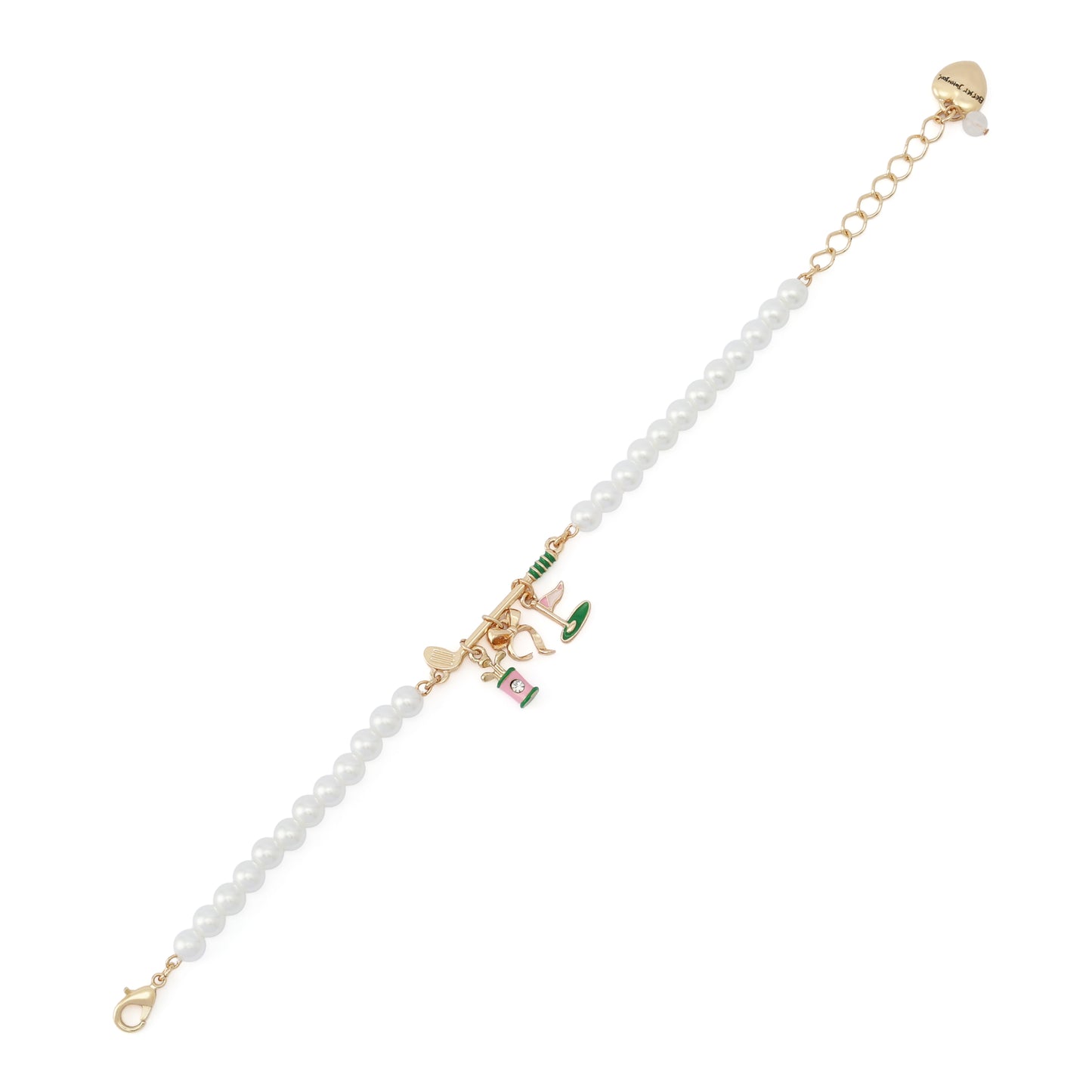 Betsey Johnson Golf Charm Pearl Strand Bracelet
