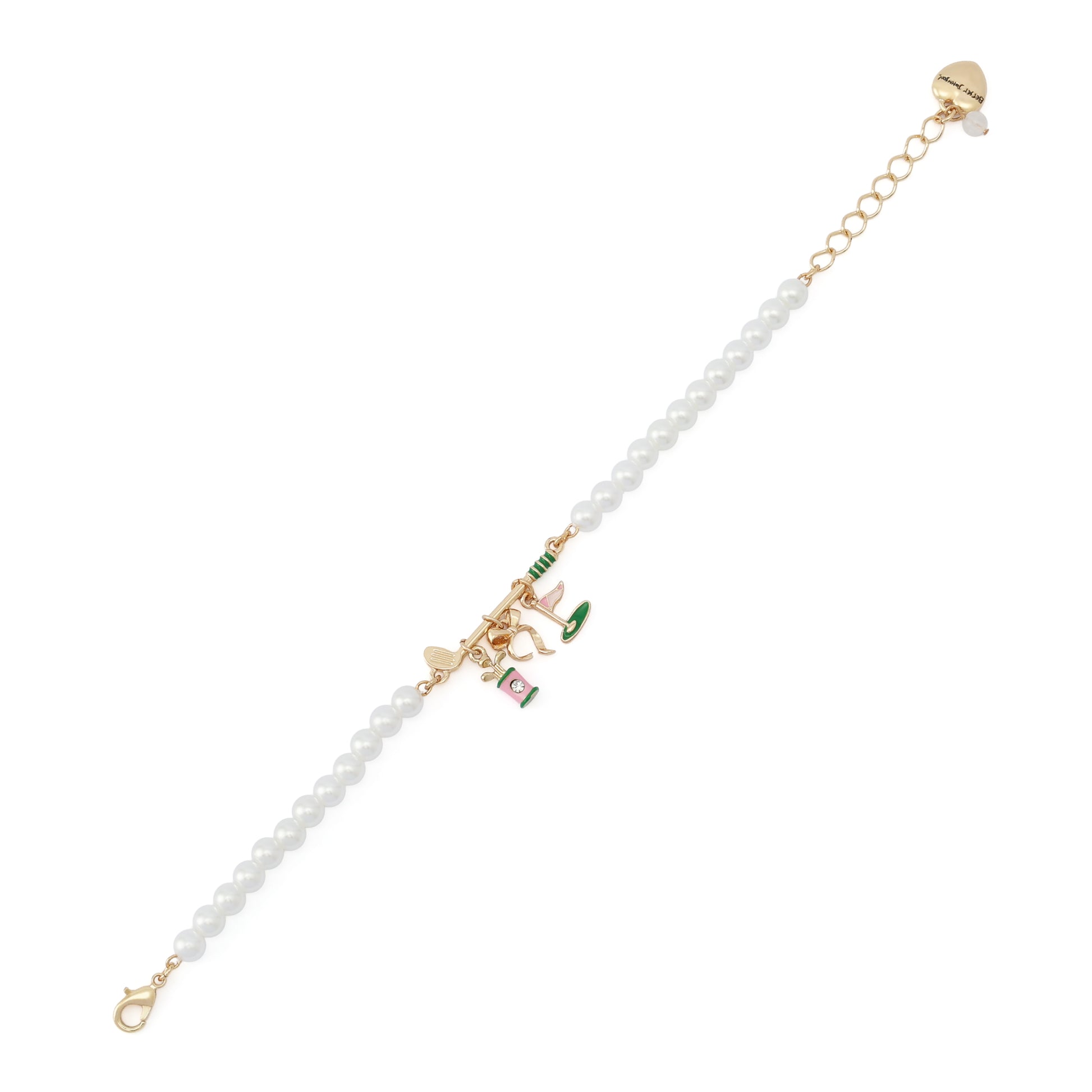 Betsey Johnson Golf Charm Pearl Strand Bracelet