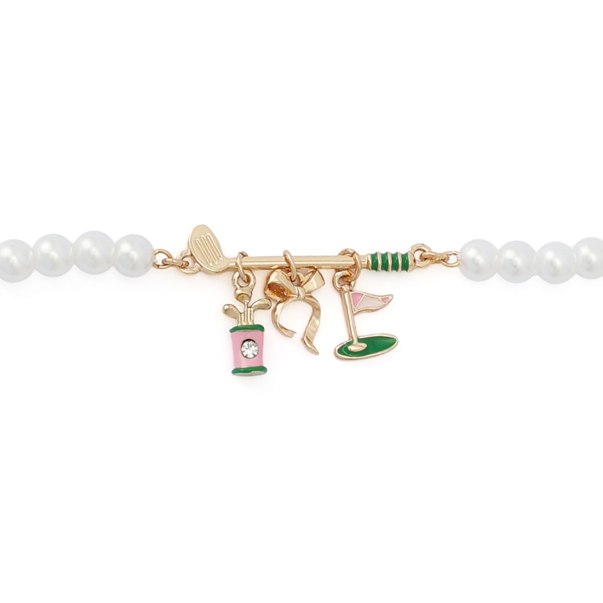 Betsey Johnson Golf Charm Pearl Strand Bracelet