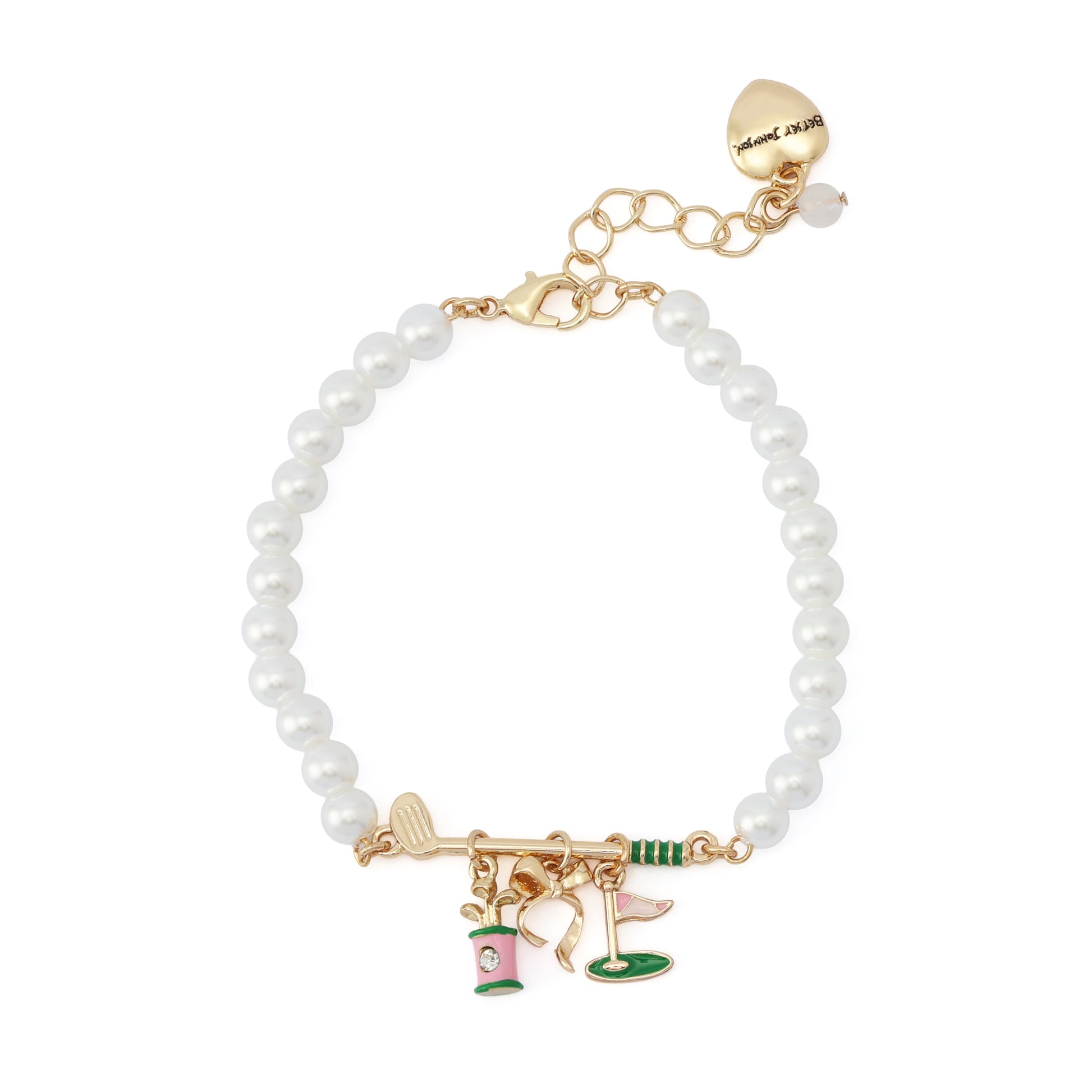 Betsey Johnson Golf Charm Pearl Strand Bracelet