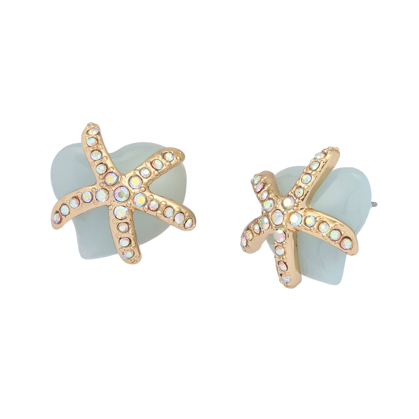 Betsey Johnson Sirens Cove Stone Starfish Heart Stud Earrings