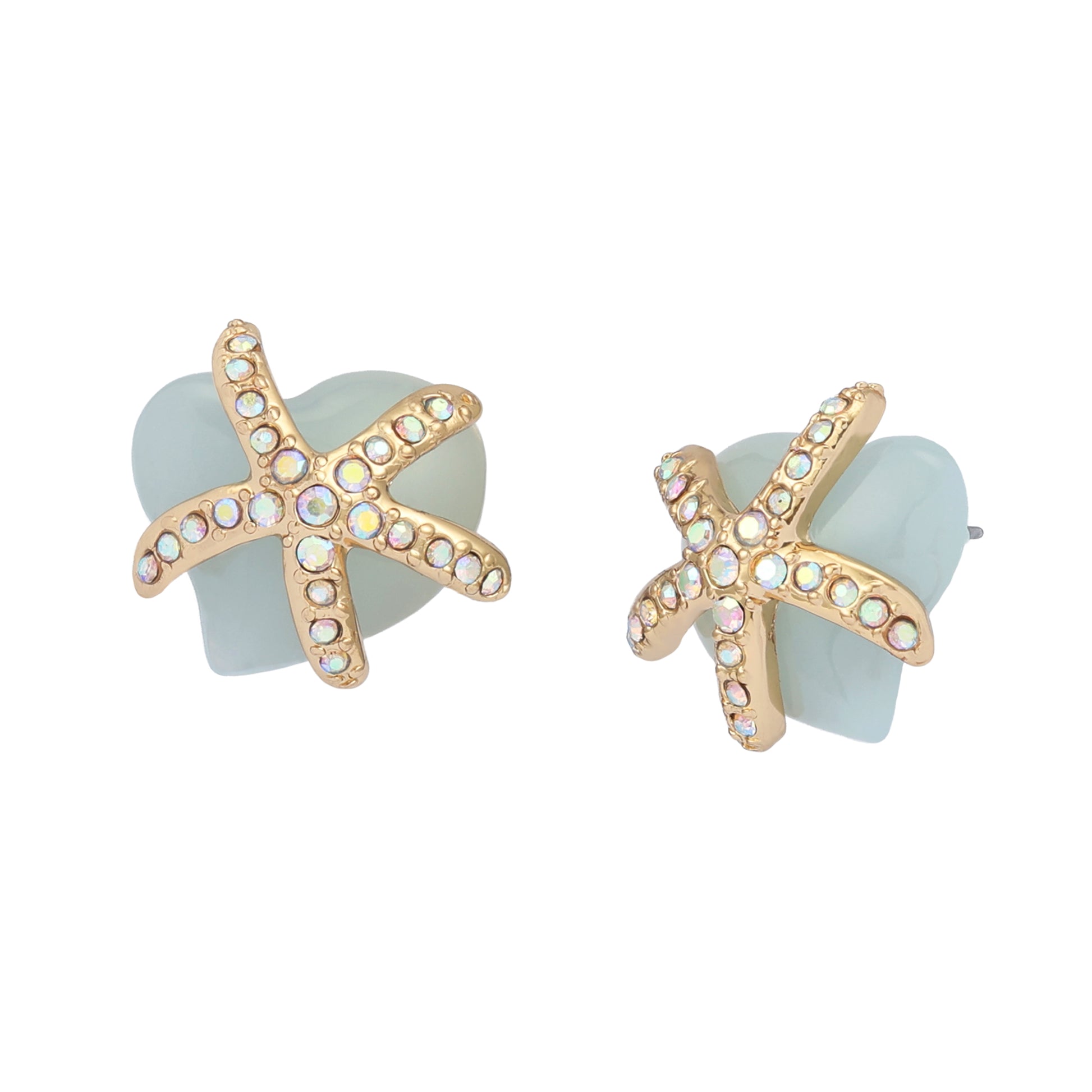 Betsey Johnson Sirens Cove Stone Starfish Heart Stud Earrings