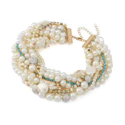 Betsey Johnson Pearl Strands Collar Necklace