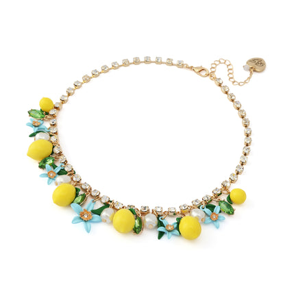 Betsey Johnson Girl Dinner Shaky Lemon Charm Bib Necklace