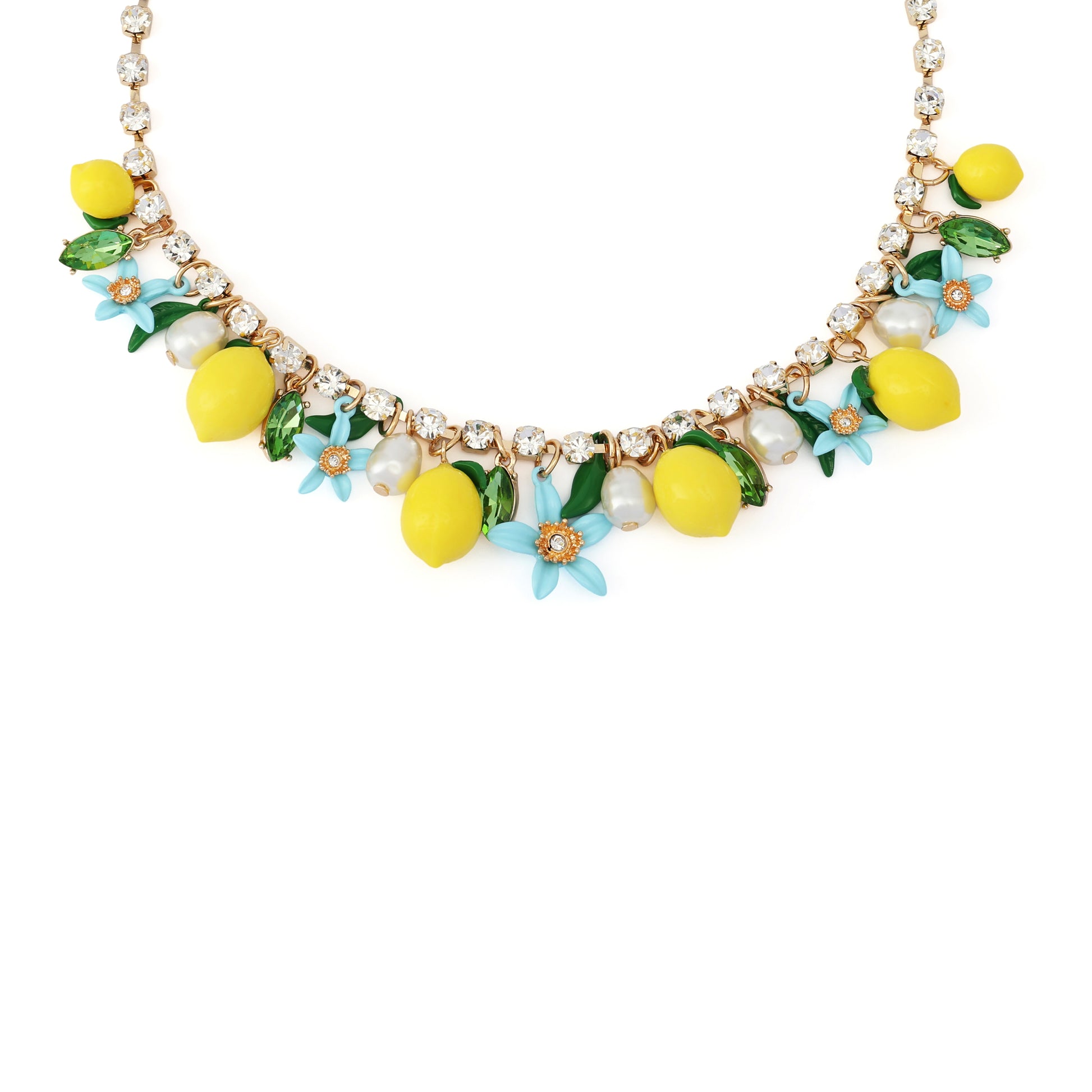 Betsey Johnson Girl Dinner Shaky Lemon Charm Bib Necklace