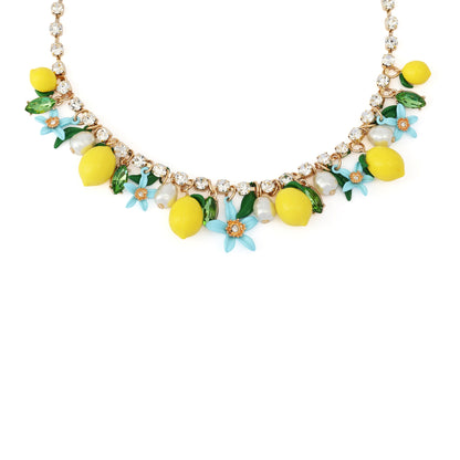 Betsey Johnson Girl Dinner Shaky Lemon Charm Bib Necklace