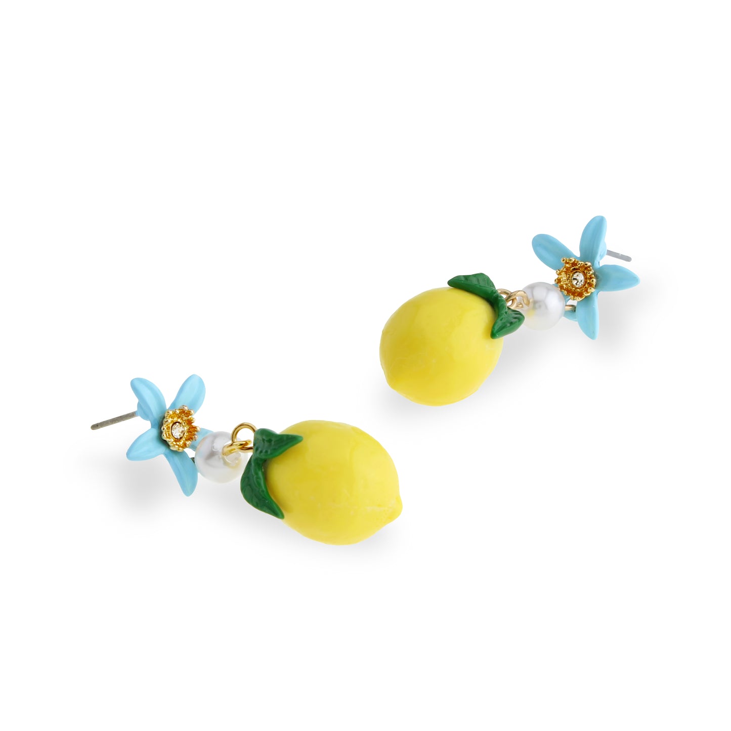 Betsey Johnson Girl Dinner Flower Lemon Double Drop Earrings