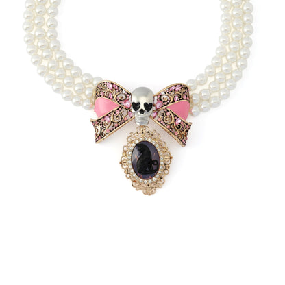 Betsey Johnson Black Cat Pearl Torsade Necklace