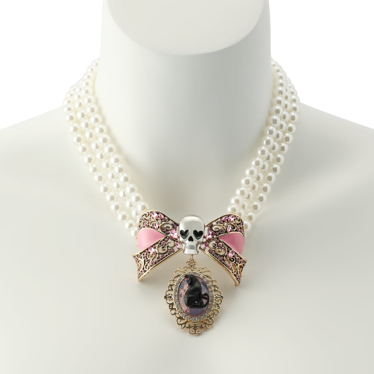 Black Cat Pearl Torsade Necklace
