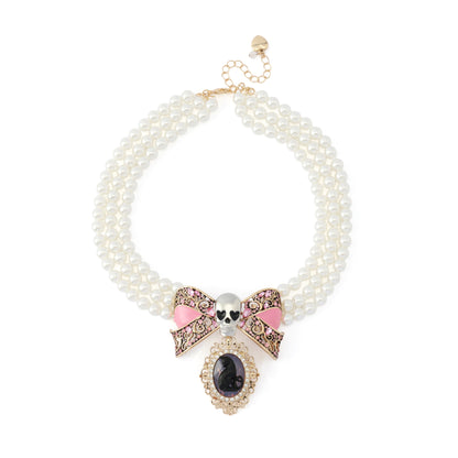 Betsey Johnson Black Cat Pearl Torsade Necklace