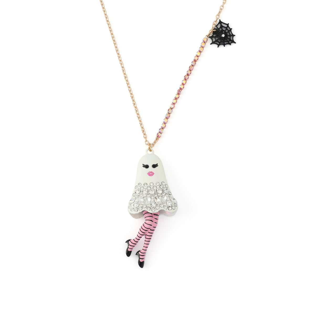 Betsey Johnson Halloween Girly Ghost Pendant Necklace