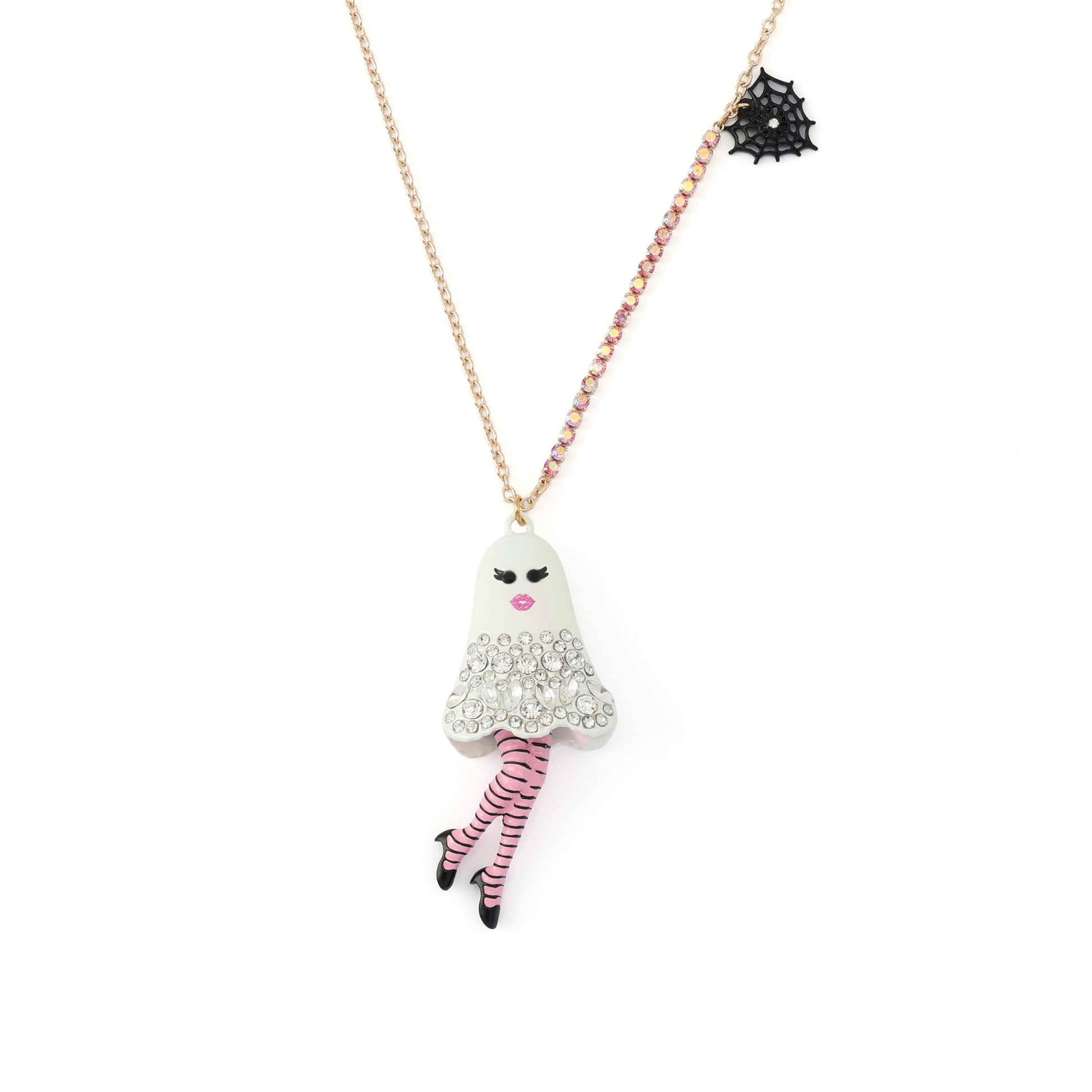 Betsey Johnson Halloween Girly Ghost Pendant Necklace