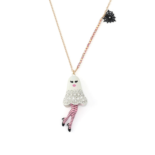 Betsey Johnson Halloween Girly Ghost Pendant Necklace