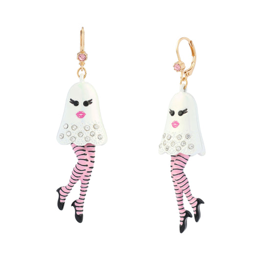 Betsey Johnson Halloween Girly Ghost Drop Earrings