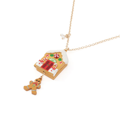 Betsey Johnson Gingerbread House Pendant Necklace