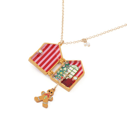 Betsey Johnson Gingerbread House Pendant Necklace