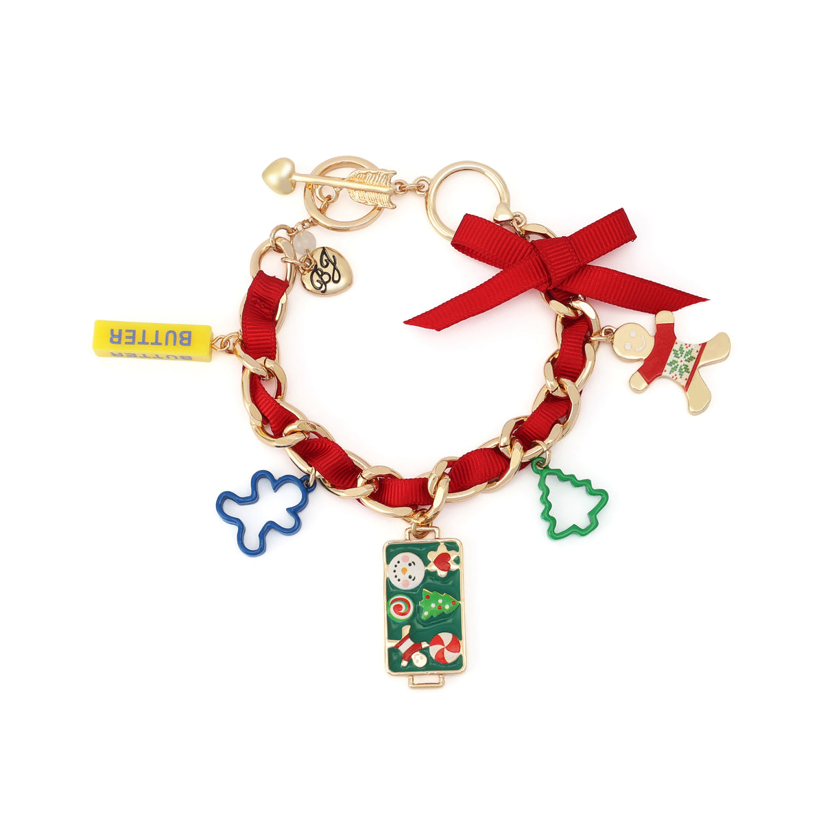 Betsey Johnson Christmas Baking Cookies Charm Toggle Bracelet