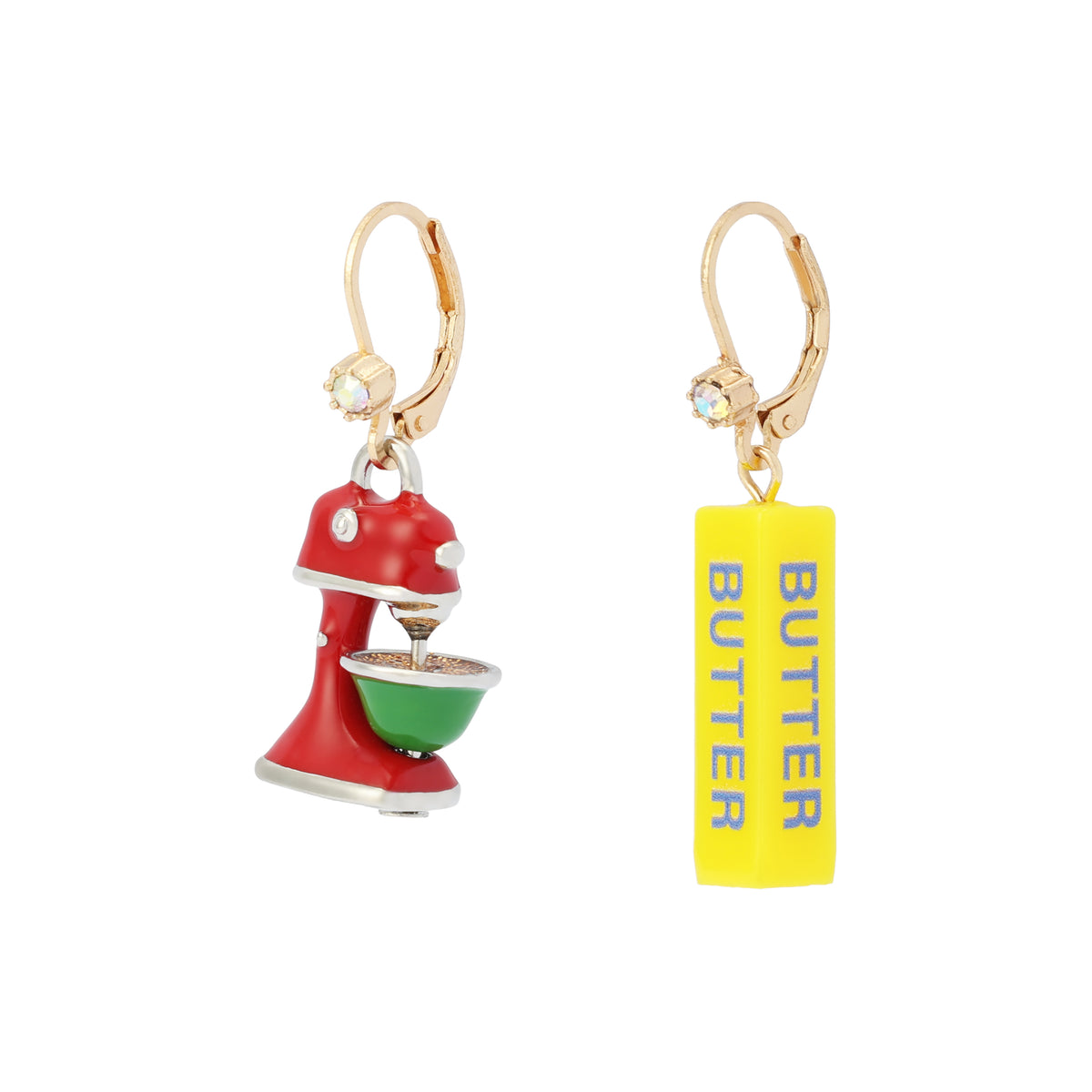 Betsey Johnson Christmas Baker Butter & Mixer Drop Earrings