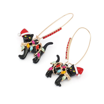 Christmas Black Cat Earrings