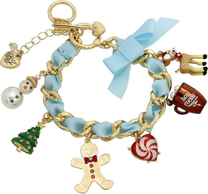 Betsey Johnson Jingle Bell Bling Christmas Charm Bracelet