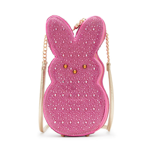 Betsey Johnson Kitsch Rhinestone Peeps Bunny Crossbody Bag Pink