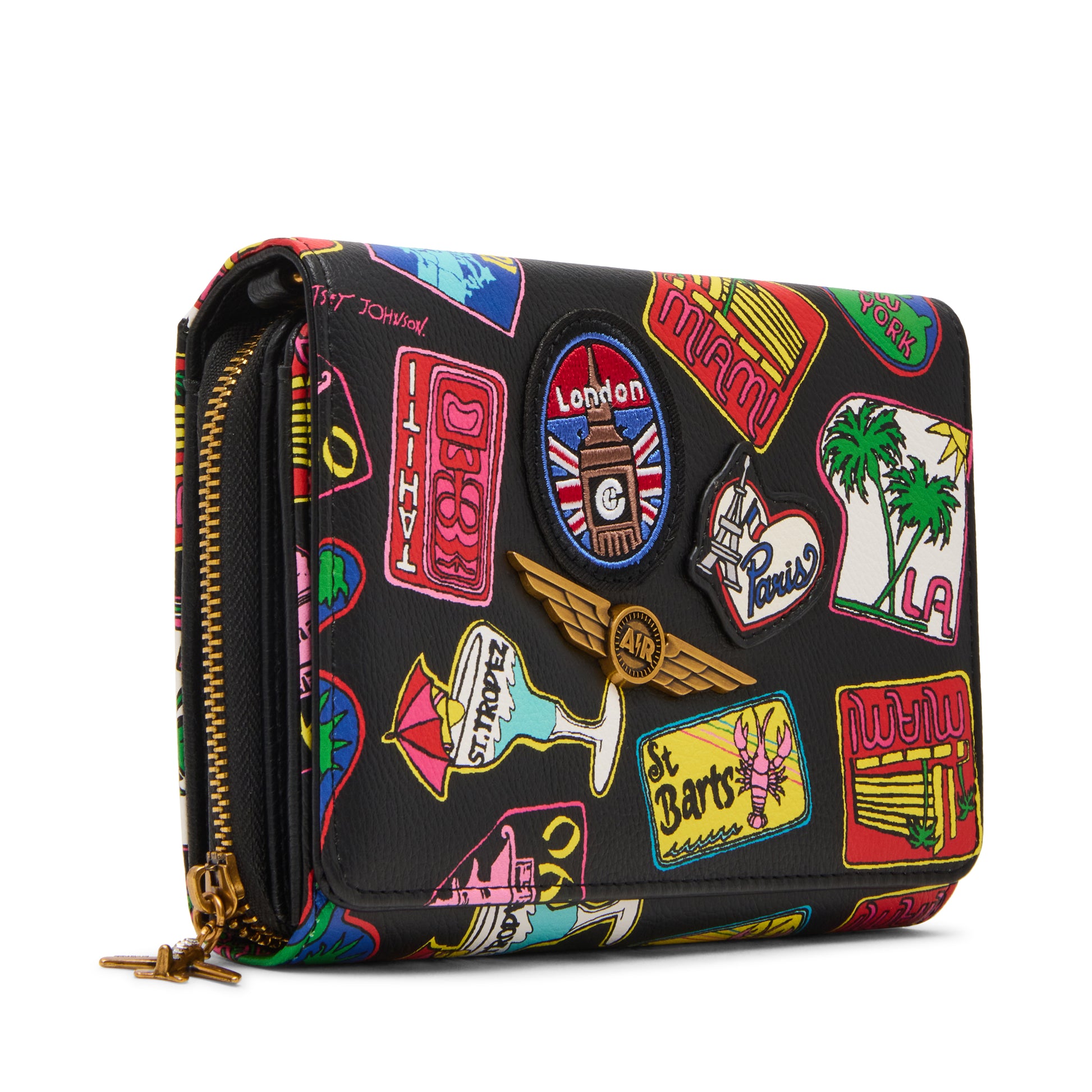 Betsey Johnson Jet Set Wallet On Chain Crossbody Bag