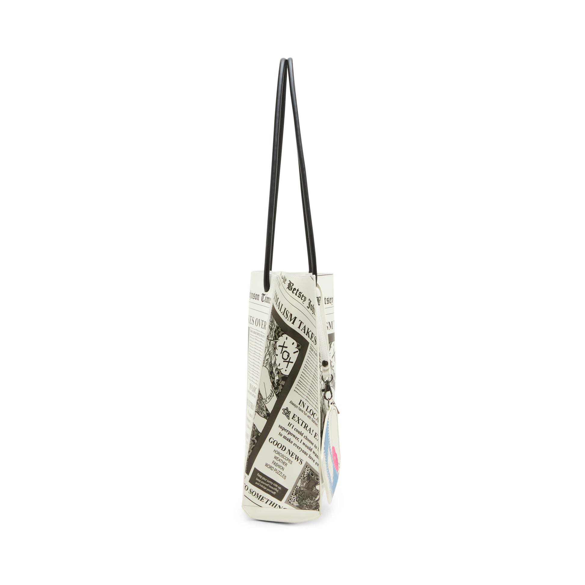 Betsey Johnson Tabloid Tote Bag Black White