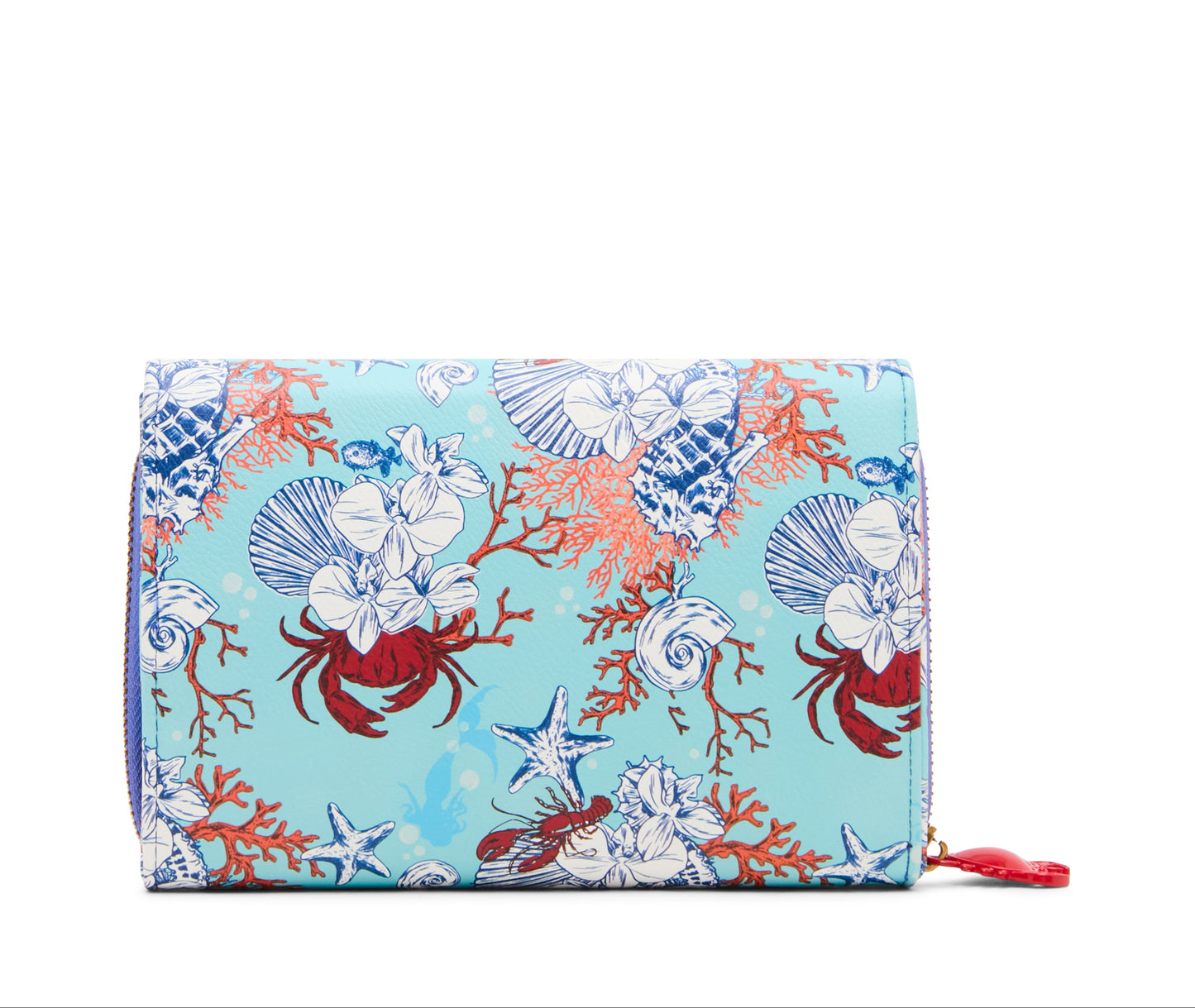 Colorful wallet with marine pattern on a white background