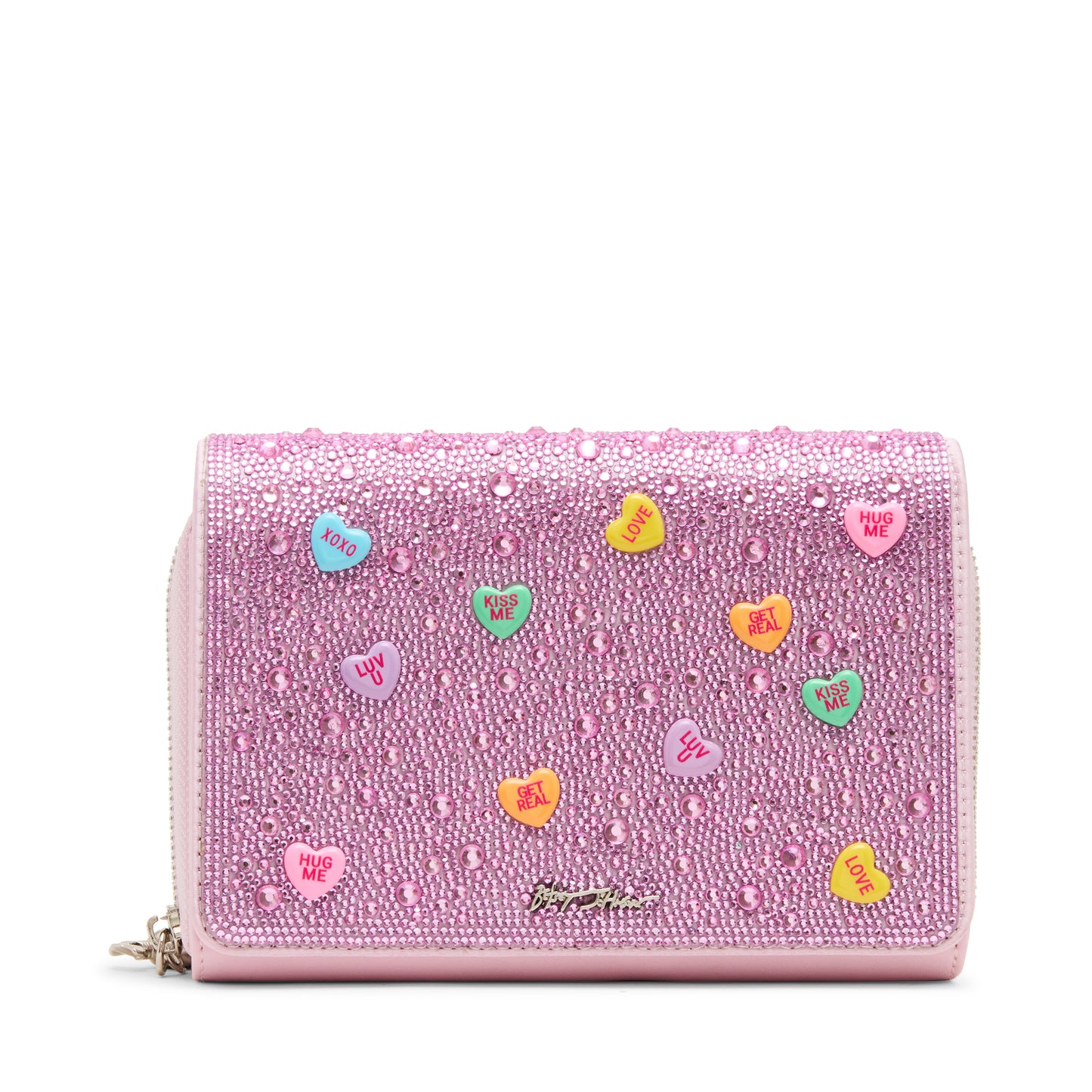 Betsey Johnson Candy Hearts Wallet on a Chain Crossbody Bag
