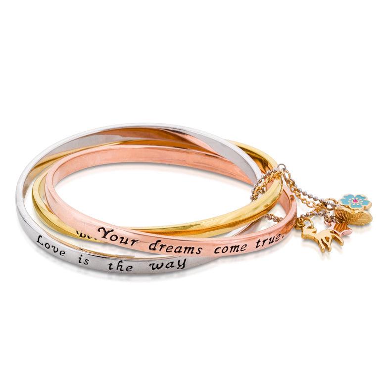 Disney by Couture Kingdom Icon Bambi Tri Color Interlocking Bangle Bracelet