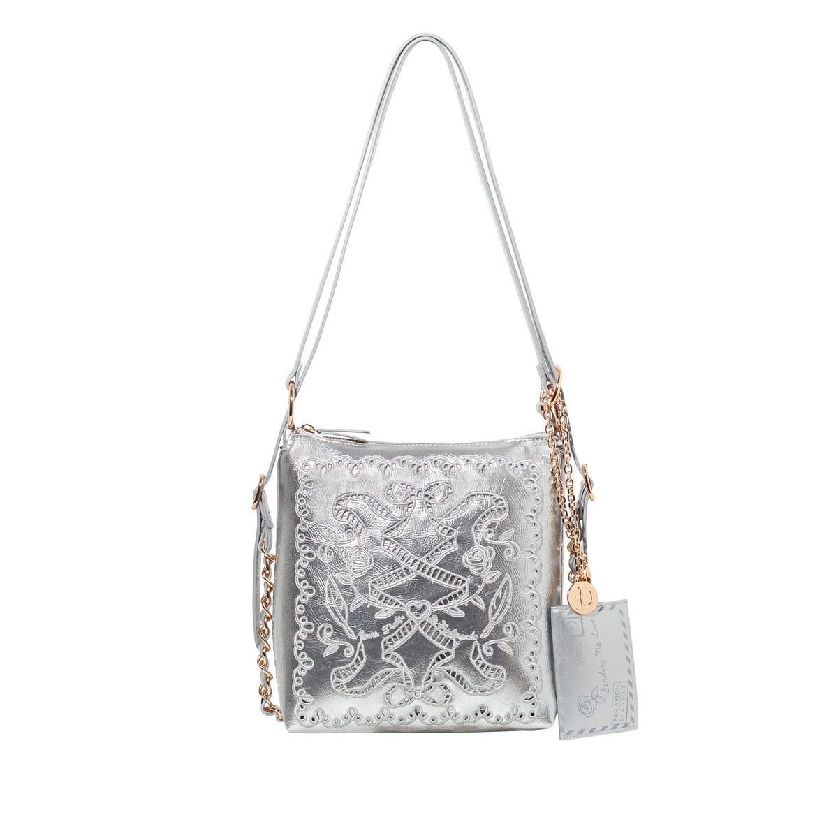 DiFerdinando Ribbon Reverie Mini Convertible Hobo Gunmetal