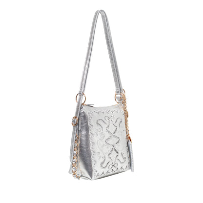 DiFerdinando Ribbon Reverie Mini Convertible Hobo Gunmetal