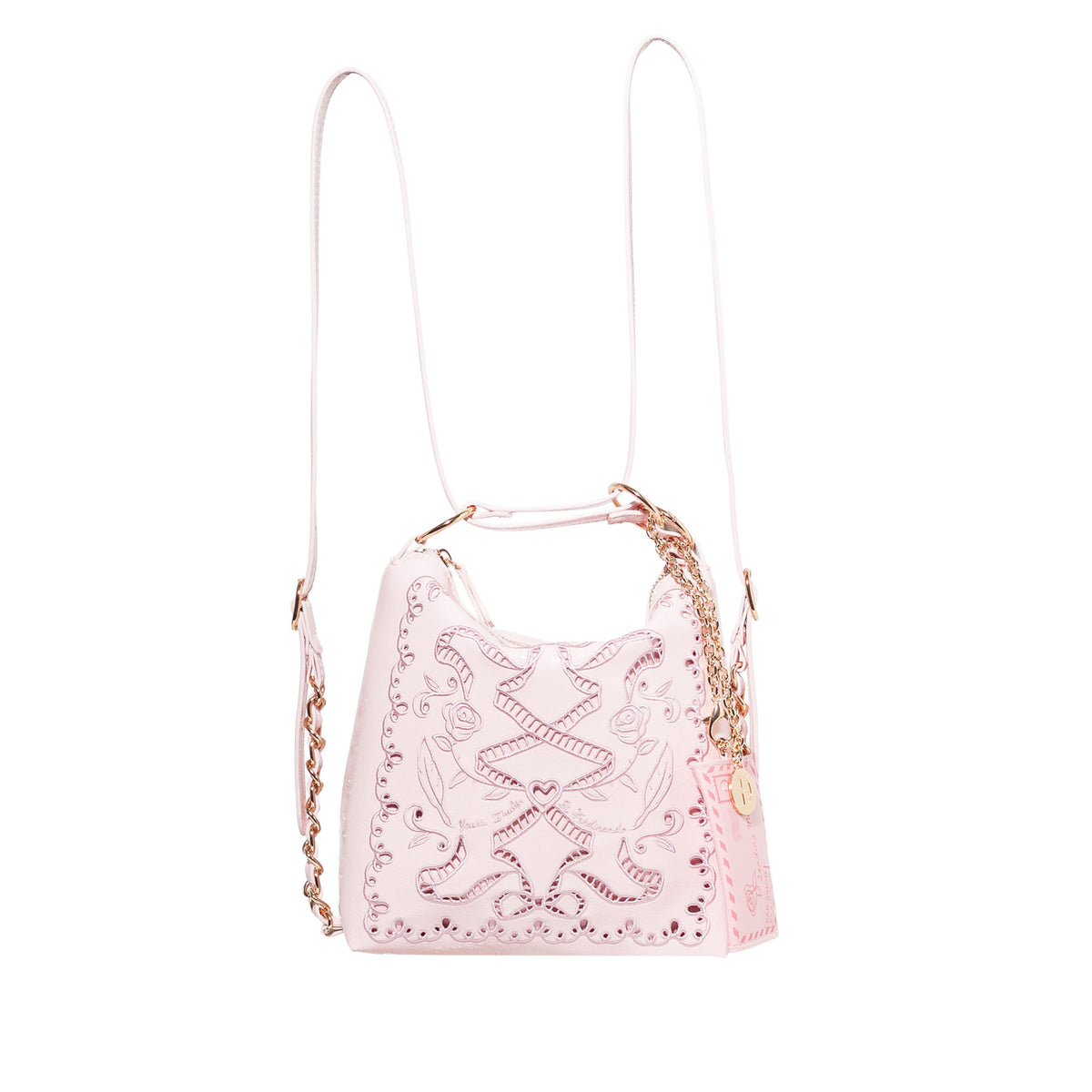 DiFerdinando Ribbon Reverie Mini Convertible Hobo Pink Flare