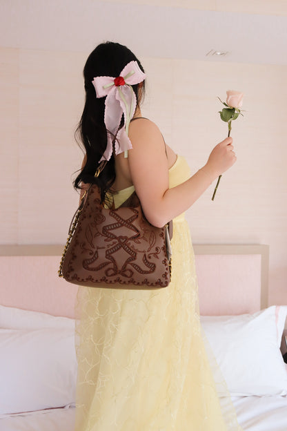 DiFerdinando Ribbon Reverie Convertible Hobo to Backpack Chocolate