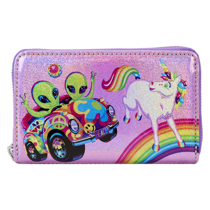 Loungefly Lisa Frank Holographic Glitter Color Block Zip Around Wallet