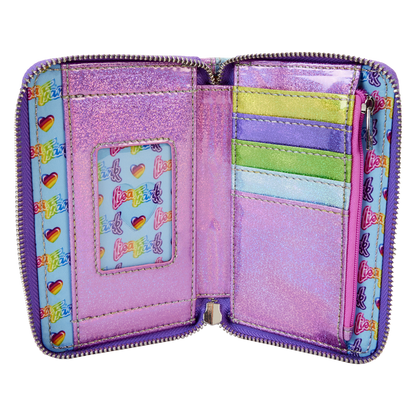 Loungefly Lisa Frank Holographic Glitter Color Block Zip Around Wallet