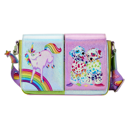 Loungefly Lisa Frank Holographic Glitter Color Block Crossbody Bag