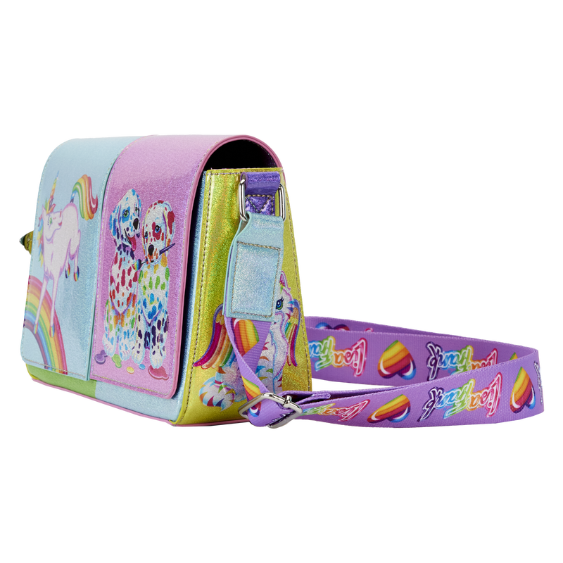 Loungefly Lisa Frank Holographic Glitter Color Block Crossbody Bag