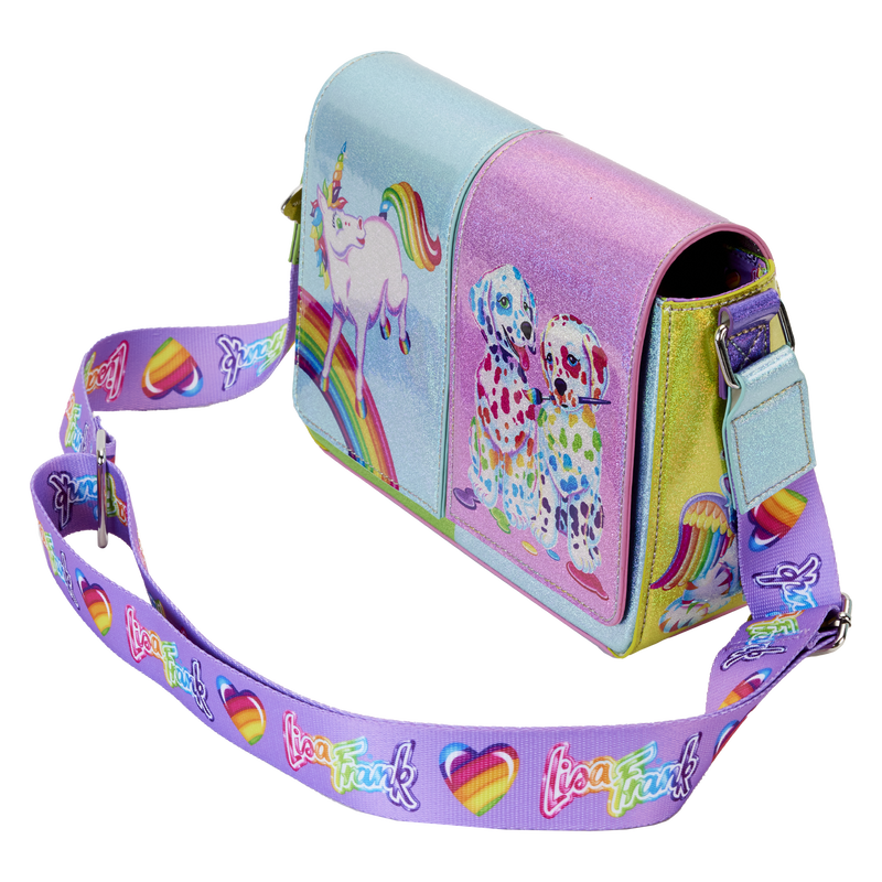 Loungefly Lisa Frank Holographic Glitter Color Block Crossbody Bag