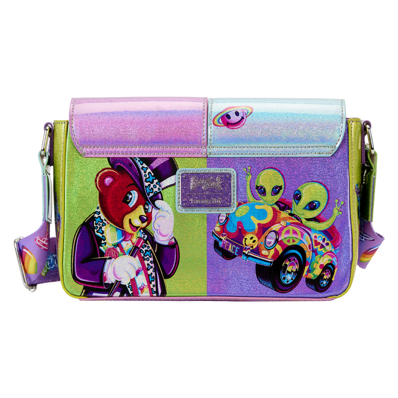 Loungefly Lisa Frank Holographic Glitter Color Block Crossbody Bag
