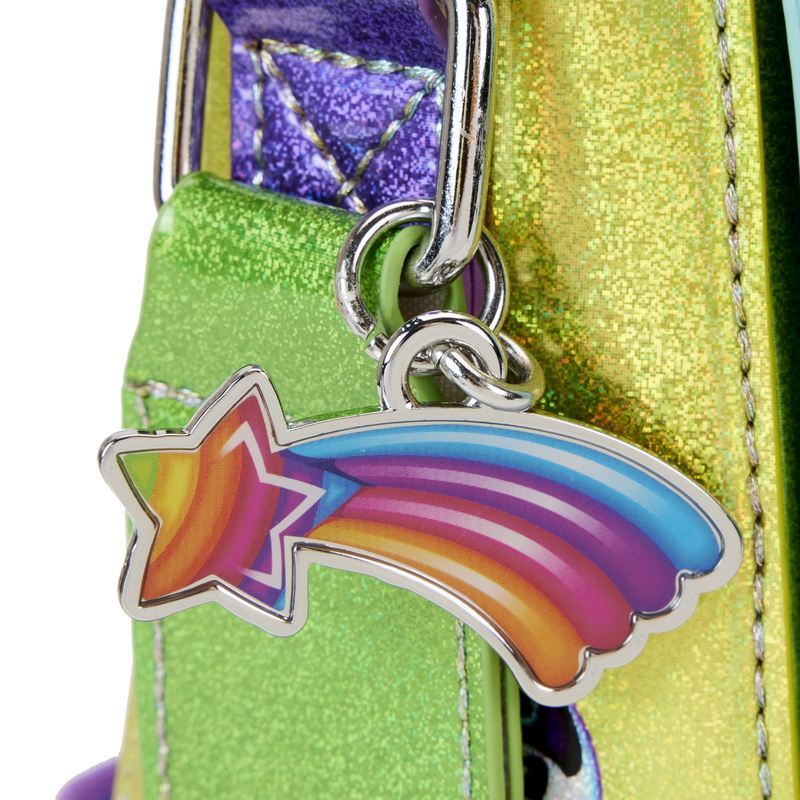 Loungefly Lisa Frank Holographic Glitter Color Block Crossbody Bag