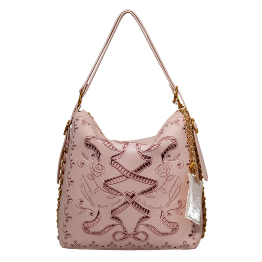 DiFerdinando Ribbon Reverie Convertible Hobo to Backpack Blush