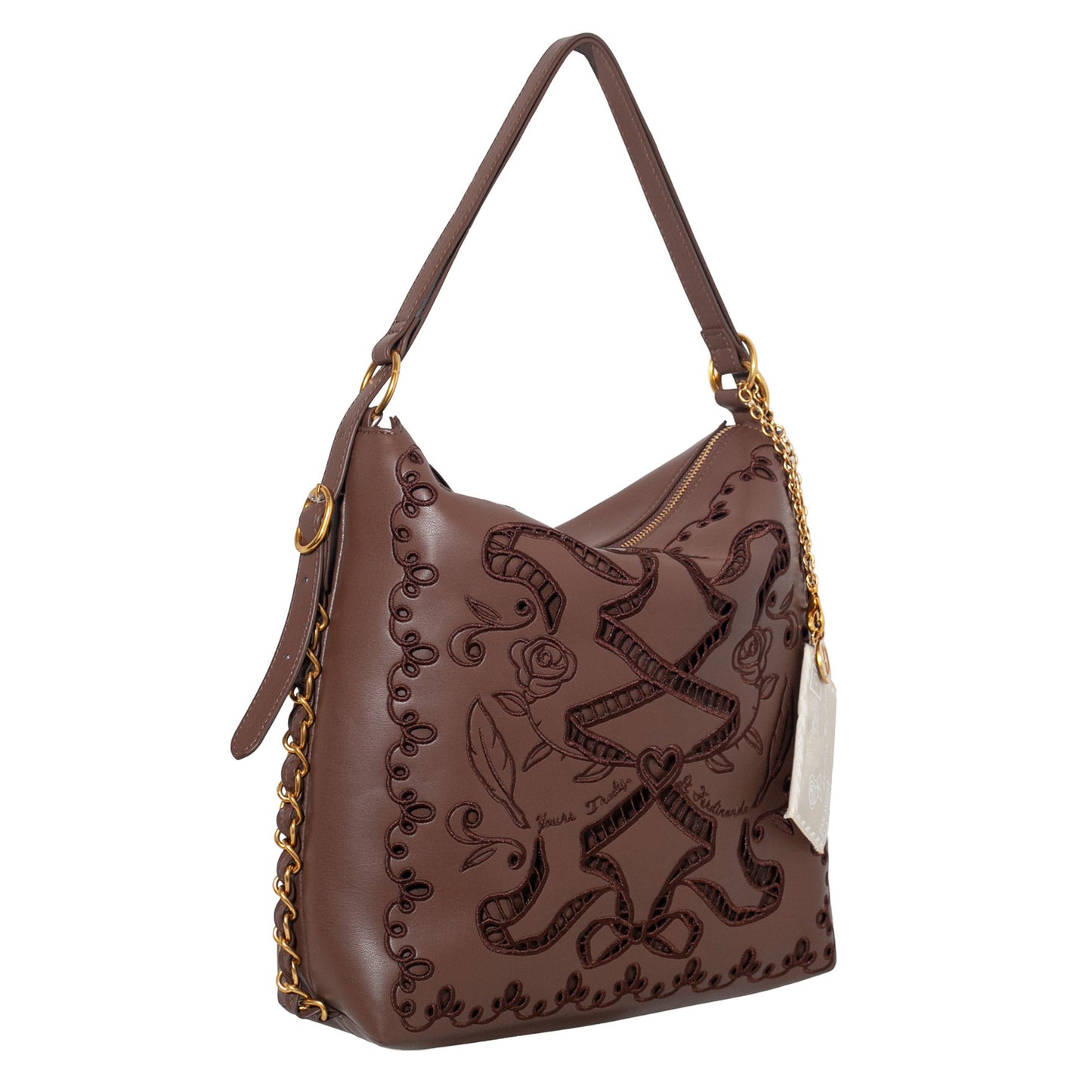 DiFerdinando Ribbon Reverie Convertible Hobo to Backpack Chocolate