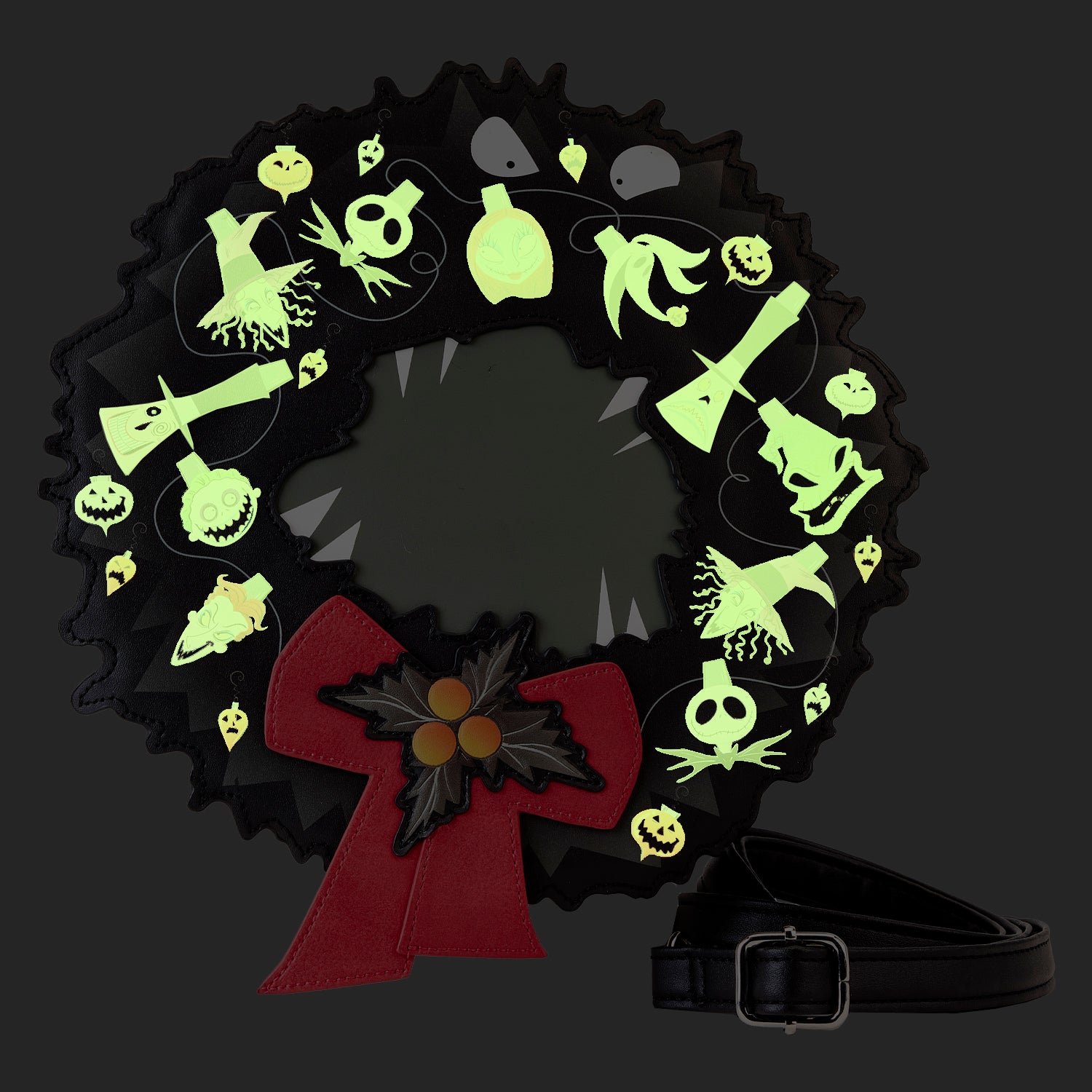 Loungefly The Nightmare Before Christmas Wreath String Lights Glow Crossbody Bag