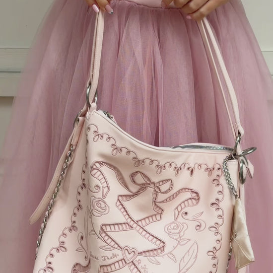 DiFerdinando Ribbon Reverie Convertible Hobo to Backpack Blush