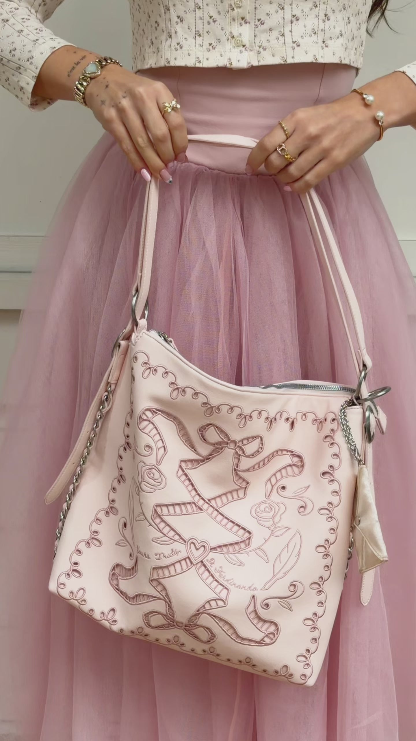 DiFerdinando Ribbon Reverie Convertible Hobo to Backpack Blush