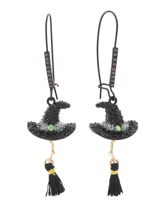 Betsey Johnson Witch Hat Dangle Earrings