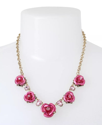 Betsey Johnson XOXO Rose Frontal Bib Necklace